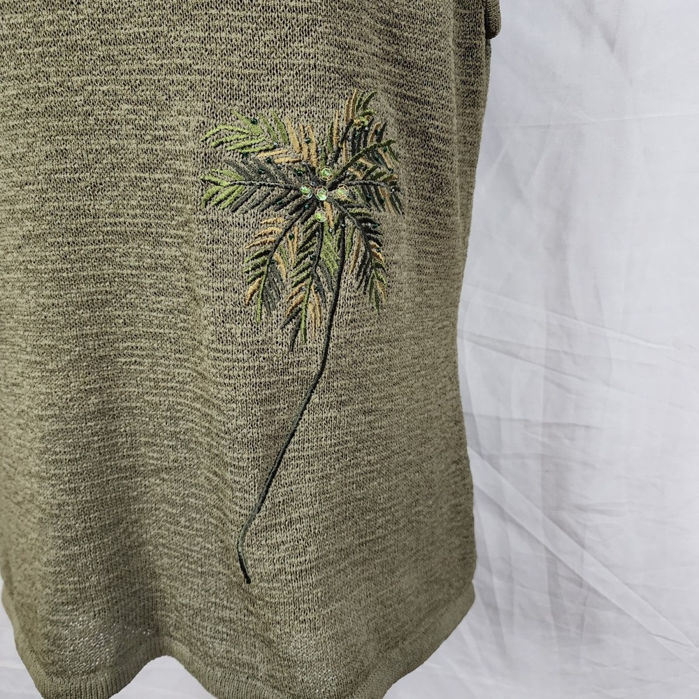 Vintage UNIFORM John Paul Richard Size XL Olive Sleeveless Palm Tree Sweater EUC - Picture 6 of 11